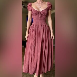 Free People Feeling Bonita Midi Dress Backless Pink Rose XS
